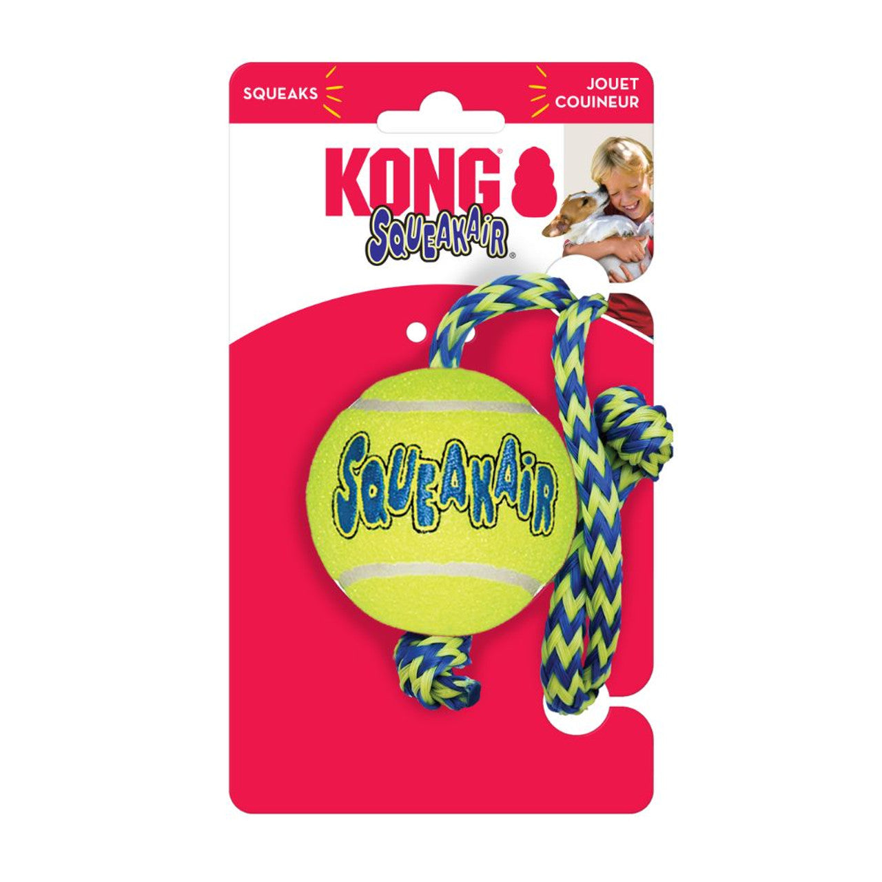 KONG SqueakAir Ball w/Rope Medium
