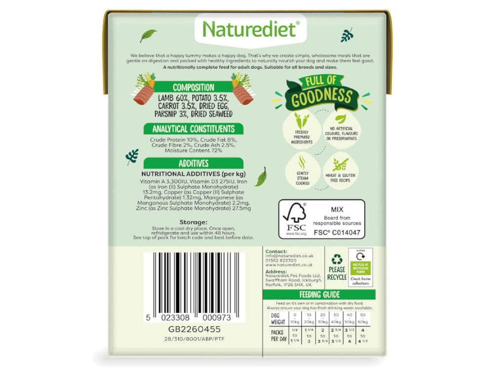 NATUREDIET GRAINFREE LAMB 390G