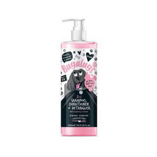Bugalugs 3 in 1 Dog Shampoo, Conditioner & Detangler 500ml