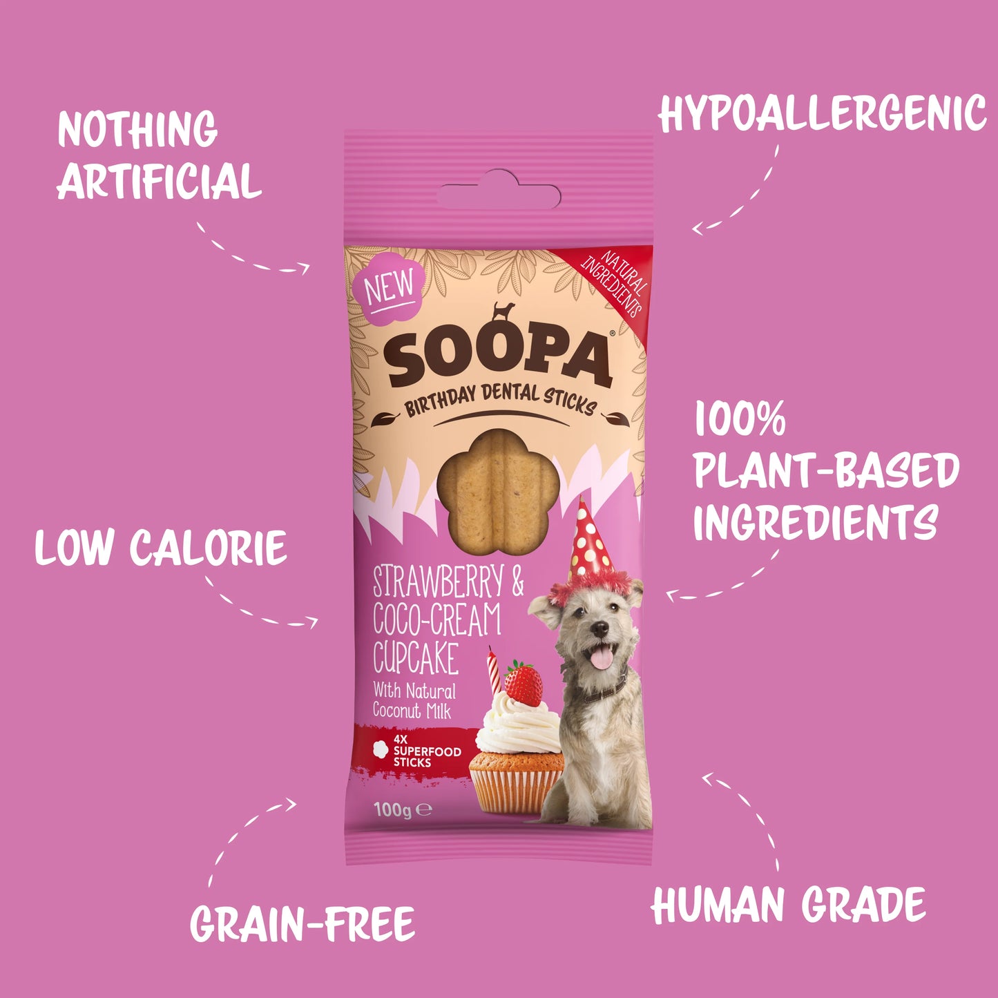 Strawberry & Coco-Cream Cupcake Dental Sticks